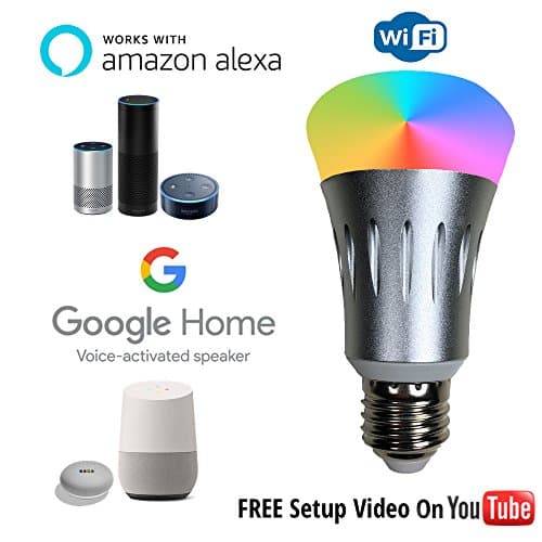 SMART LED Light BULB WIFI RGBW, DIMMABLE 7W LED E27 Bulb Works with AMAZON ALEXA & ECHO, GOOGLE HOME, FREE DOWNLOADABLE APP FOR ANDROID & IOS REMOTE CONTROL 60W EQUIVALENT MOOD LIGHT BULB
