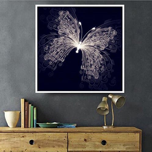 Raymoon Black Butterfly Pattern DIY Handmade Full Drill Diamond Painting Set Resin Rhinestone Pasted Cross Stitch 50*50cm