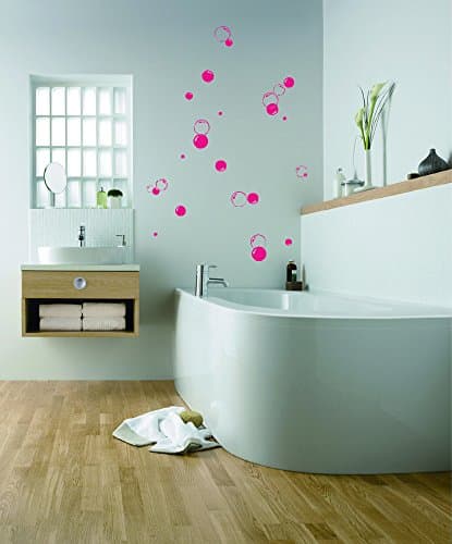 58 Bubbles Wall Bathroom Window Shower Tile Decorations Stickers Car Kids Decals (DARK PINK)