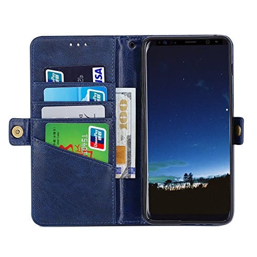 Samsung Galaxy A8 plus 2018 case,Samsung Galaxy A7 2018 case,IDOOLS Protective PU Leather Wallet Flip Magnetic Cover Case for Samsung Galaxy A7(2018)-A730 with Card Slots and Build-in Stand(Blue)