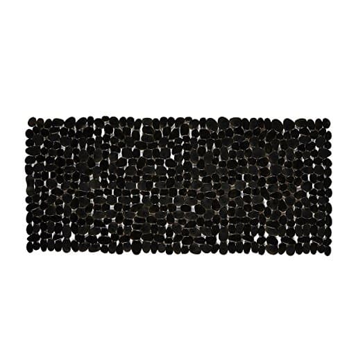 Bathsafe Extra Long Non Slip Pebbles Bath Mats Anti Bacterial Shower Mat Anti Slip Suction Cups Bathtub Mats,Machine Washable Tub Mats,88x40CM,Black