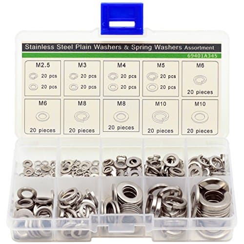 Spring Washers and Flat Washers Assortment Kit,Stainless Steel,280 PCS