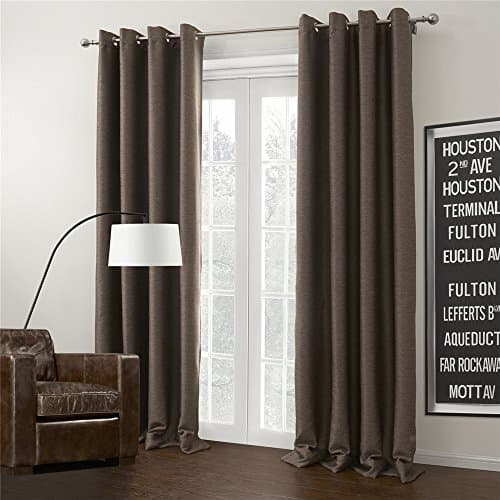 IYUEGOU Solid Brown Grommet Top Blackout Curtains Draperies With Multi Size Customs 50" W x 96" L (One Panel)