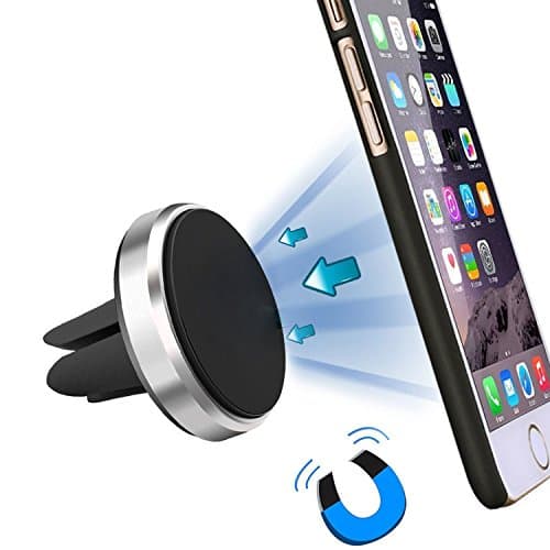 Car Mount holder /stand 2-in-1,cell phone magnetic car mount holder stand for Windshield/Air Vent/Dashboard magnetic car mount holder phone ring for iPhone Samsung Galaxy all Smartphones phone ring grip (Silver)