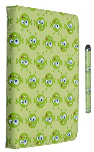 My Doodles Fun Novelty Universal Protective Folio Case with Screen Protector and Stylus Pen for 6-8-Inch Tablet - Alien