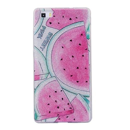 HeBan Luxury Bling Bling Glitter Sparkle Designer Case Shockproof Shining Fashion Style Back Cover for HUAWEI P8 Lite 2015 Release - Fruit Watermelon