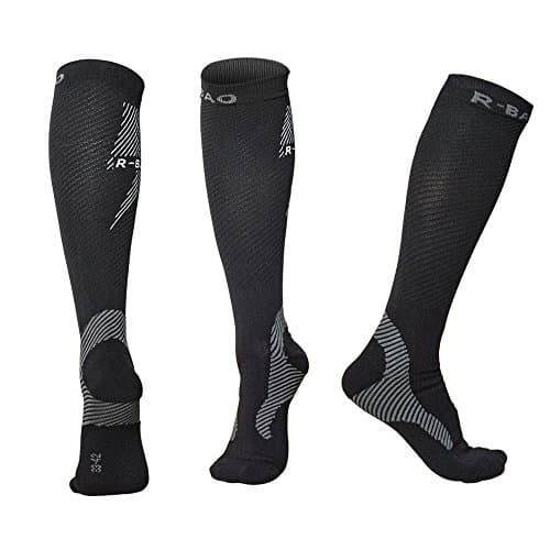 Compression Socks for Men & Women, Graduated Compression Anti DVT Improved Leg Blood Circulation, Best Partner for All Sports, Flight, Work, Pregnancy, Nurse, Reduced Fatigue & Better for Recovery (black, L)