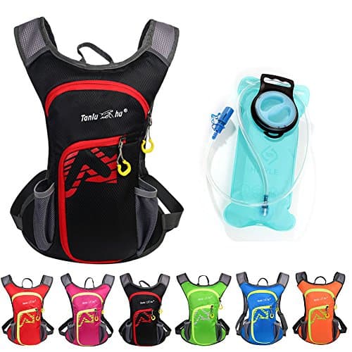 Asiki 12L Hydration Pack with 2L Water Bladder - Waterproof Camping Hiking Running Biking Trekking Climbing Cyclng Hydration Backpack & Rucksack (Black)