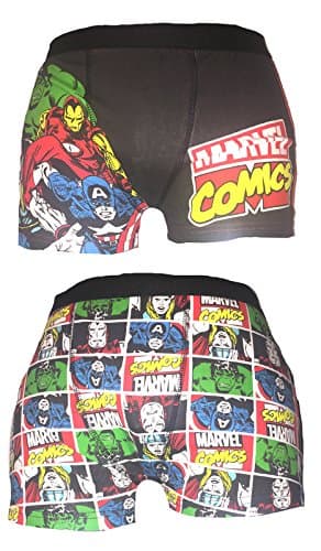MENS 2 Pack CHARACTER NOVELTY MARVEL AVENGERS TRUNKS (Marvel Square and Assemble M)