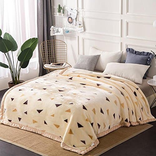 Xuan - worth having Cream Color Triangle Pattern Thickening Raschel Blankets Winter Nap Nap Double Bed Linings ( Size : 175*215cm )