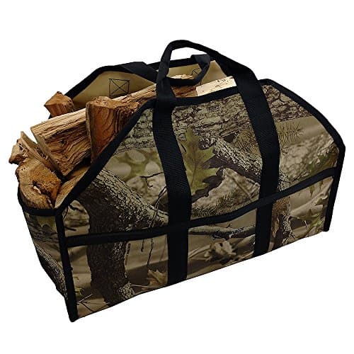 Ultimate Firewood Log Carrier by Grillinator: Back-Saving Design, PVC Canvas & (Camo)