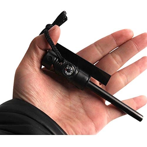 Missofsweet Magnesium Fire Starter - Camping Tool Steel Firestarter Tool And Camping Equipment With Compass & Whistle Emergency Survival Kit Gear