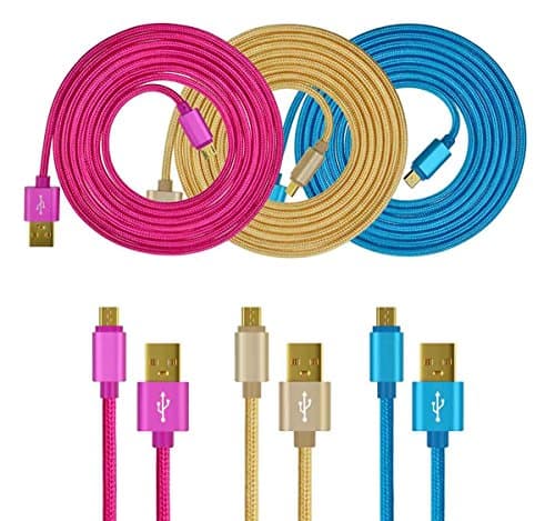 Micro USB Charger Cable, CIKOO 3 Pack 2M Long Nylon Braided Micro USB 2.0 Data Fast Charging Cable for Galaxy S7 S6 Edge S5 Note 5 Tab, LG, ZTE, Huawei Xiaomi Android Device