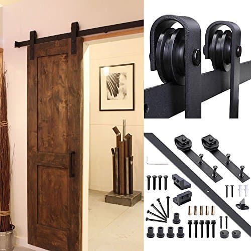 6.6 Ft Sliding Barn Door Track Hardware Kit For Single Wood Door, J Style
