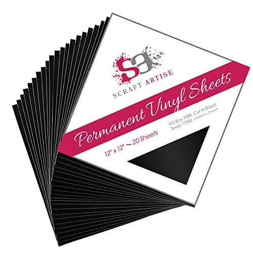 Scraft Artise Packaged Flat 12 x 12 Matte Finish Permanent Outdoor Adhesive Craft Vinyl, 20 Sheet Pack Black by Scraft Artise
