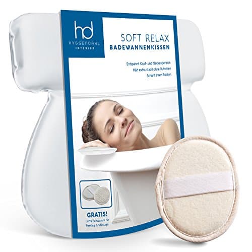 Bath Pillow White With 7 Strong Suction Pads | Bath Pillow, Jacuzzi & Spa Bath Pillow With Bath Sponge Hyggen Dahl