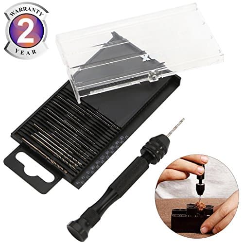 Mini Hand Drill Twist Bits Precision Pin Vise Woodworking miniature drill Rotary Tools + 20 PCS Micro Drill Aluminum for DIY Model Resin Jewelry Walnut Amber Beeswax Olive Nut