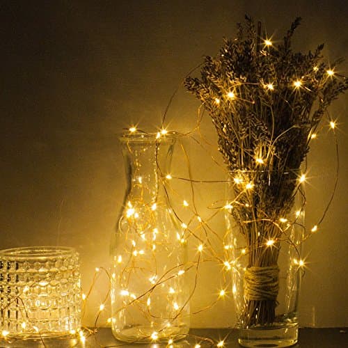 Copper Wire String Lights Solar Powered Luxury 100 LED Warm White Waterproof Starry Fairy Lights for Garden Terrace Patio Halloween Christmas Birthday New Year Party Wedding Festival Xmas Tree Decoration