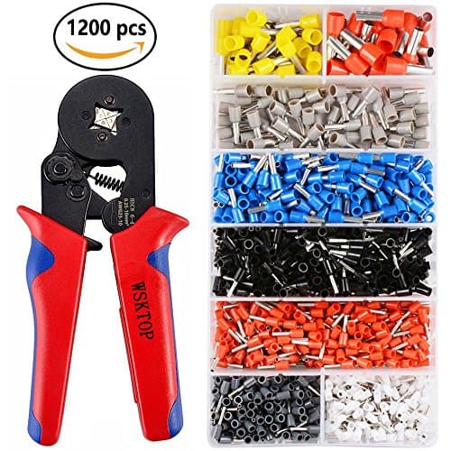 Crimpers Tool,0.25-10mm² Self-adjustable Ratchet Wire Crimping Tools,Ferrule Crimper Plier with 1200 Wire Terminal Crimp Connector Insulated and Uninsulated Wire End Ferrules (Red)
