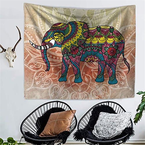 RFVBNM Tapestry,bedspread,Wall murals,Wall Decor Fabric Modern Wall Art,bed Cover,Room divider,curtain,tablecloth,College Dorm,Picnic blanket on the beach and throw,creativity,Elephant Printed Tapestries Decorative Indian Wall Carpet Tapesty,Hippie tapestries,Cotton Handmade upholstery,decorative wall hung,150*130cm