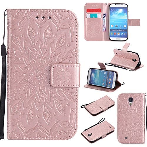 PU Leather & TPU Ultra Protective Case Wallet Case with Stand Funtion Flip Cover Case For Samsung Galaxy S4 I9500 - Rose gold