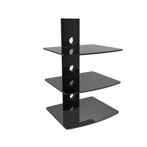 Intecbrackets - Premium quality 3 glass shelf stand and display system for DVD, Sky, PSP, Tivo and all other boxes