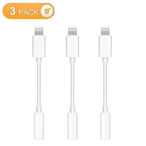 iPhone 7 Lightning to 3.5mm Audio Headphone Jack Adapter, Lightning Connector to 3.5mm Headphone Earphone Extender Jack Adapter Convenient and Suitablefor iPhone 6/6s/7/7 Plus (White)