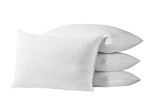 Exquisite Hotel Queen Size Bed Pillows- 4 Pack White Hotel Pillows- Gel Fiber Filled FIRM Gel Pillows with Hypoallergenic Classic Cover- Best Pillow For Side Sleepers & Back Sleepers