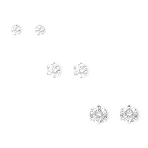 Stainess Steel CZ Stud Earrings (Size 3mm)