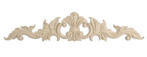 2-5/8 in. x 12 in. x 3/8 in. Unfinished Hand Carved North American Solid Hard Maple Wood Onlay Acanthus Wood Applique