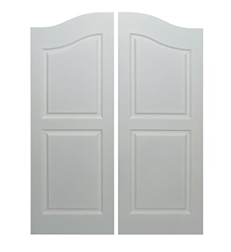 Saloon | Cafe Doors Primed/Premade-Quick Shipping! Cafe Doors Include All Necessary Hinges in Satin Brass Finish. (24"x42", Satin Brass Hinges)