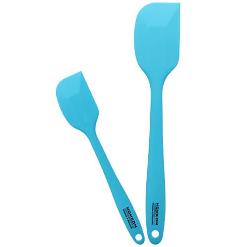 HOMKOM Silicone Spatula Scraper Set with Hygienic Solid Coating, Turquoise (2-Pack)