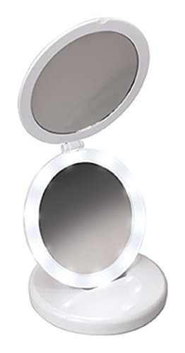 Harry D Koenig Tri-Fold LED Round Mirror Diameter, White, 6.5 Inch