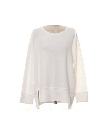 MAGZERO Womens Vintage Round Neck Hi-Low Basic T-shirt (One Size Fit (S-M), Ivory)