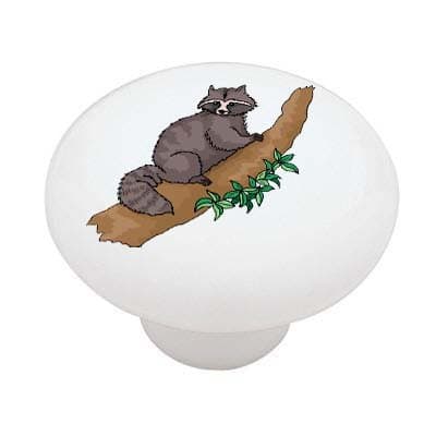 Racoon in the Tree Decorative High Gloss Ceramic Drawer Knob