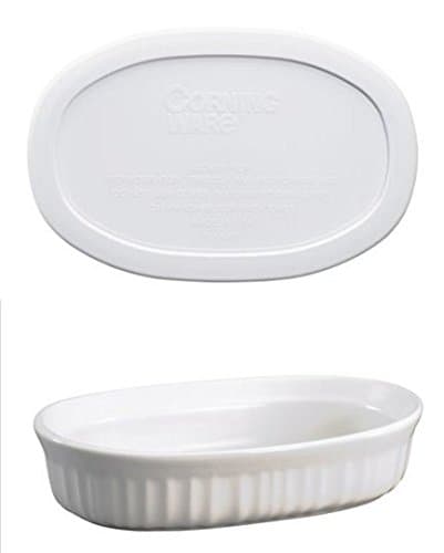 Corningware French White 15 oz Bundle: 15 Oz Oval Casserole and Plastic Cover