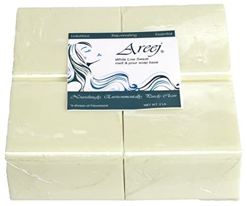 Areej Hypo-Allergenic Biodegradable White Low Sweat Soap Base made with 100% Pure Natural Glycerin - 2 Pounds by Flavortools