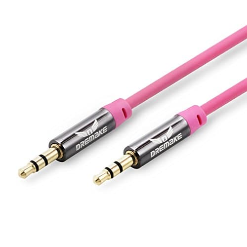 Dremake 3.5mm Premium Auxiliary Audio Cable ( 3 feet / 0.92m) Aux Stereo Cable for Headphones, Cell Phones, Tablet, MP3, DVD, TV, Radio, Computer, CD player and More ( Pink )