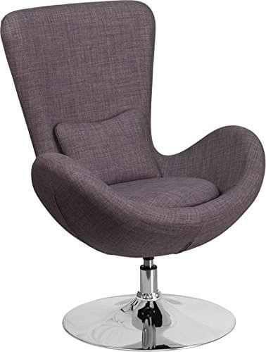 Radisson Dark Grey Fabric Side Office Reception/Guest Egg Chair, Curved Arms