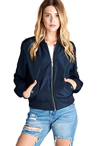 Califul Bomber Jacket Utility Short Vintage Coat (Large, BB04 Navy)