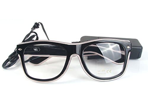 EL Wire Led Light Up Glass Shutter Shaped for Costume Party, Halloween, Concert (White)