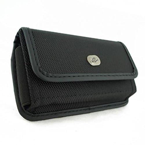 Black Rugged Canvas Side Case Cover Protective Pouch Belt Clip for BLU Vivo 5 - CAT S41 - CAT S61
