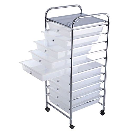 Quality Carts - 10 Storage Drawer - Rolling Organizer - Office School Home - Scrapbook Paper Box Tools - Clear New Plastic Carts - Good Quality - Light Weight