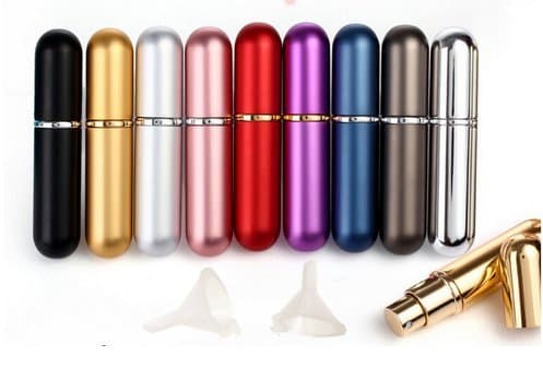 Marketty 6pcs 6ml Portable Mini Refillable Perfume Scent Aftershave Atomizer Empty Spray Bottle with 2 Funnel Filler for Travel Purse Bottle of travel cosmetics(6 Random color out of 10)