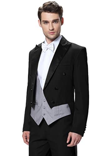 CMDC Men's Three Piece 2015 New Wedding suit Tailcoat & Tuxedo Pants D290?Black 60R?