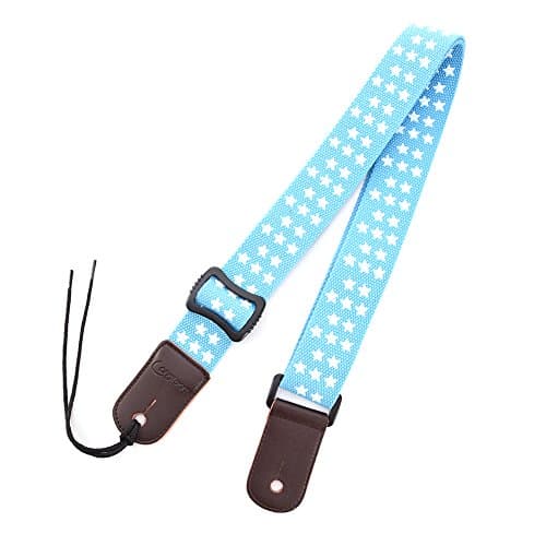 Longteam Fluorescent Star Ukulele Neck Strap, 1.5 Inch Adjustable Jean Straps, Hawaiian Hootenanny Ukulele Accessories Guitar Neck Straps With 1 PU Leather Guitar Picks