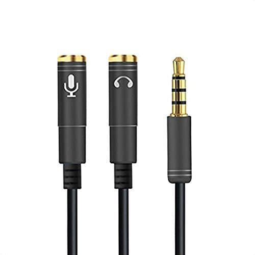 Advent Basics 3.5mm Jack Headphone+ Mic Audio Splitter for Speaker Headphone Laptop and More (Black) (3.5mm Splitter 2f Headphone + Mic)