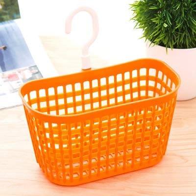 Easy Clean Storage Basket Plastic Bathroom Kitchen Hanging Organizer Holder for Shampoo Cosmetics Food Vegetable(Orange)