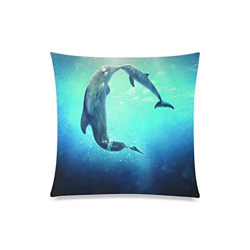 Jumping Dolphins Rectangle Sofa Home Decorative Throw Pillow Case Cushion Cover Cotton Polyester Twin Side Printing 20"x 20"