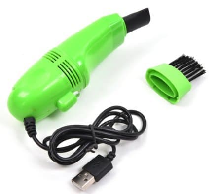 Gadgetzoon Mini USB Vacuum Cleaner For Computer & Keyboard - With Brush & Crevice Attachment | Great For Cleaning Dust, Crumbs, Paper scrapes, Eraser Shedding, Ash And Much More! (Green)